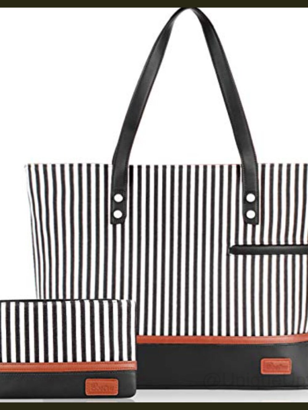 Canvas PU Leather Laptop Tote Bag Briefcase Fits 15.6 inch Waterproof